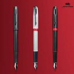 Jinhao 75 pluma estilográfica de Metal negro y rojo, bolígrafos de tinta de calidad de lujo para oficina financiera, suministros de papelería escolar para estudiantes