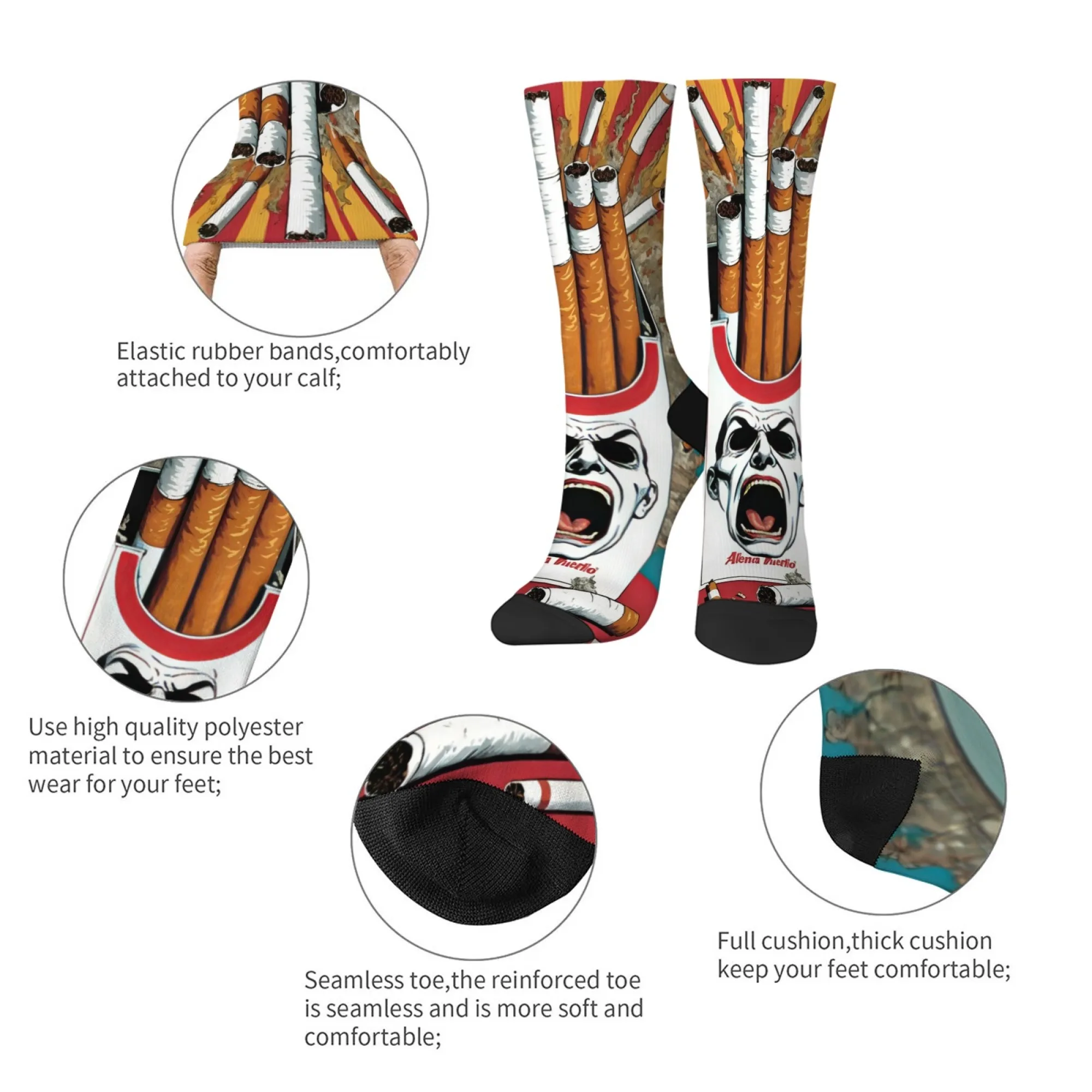 Calzini da uomo pazzi e divertenti per sigarette Calzini hip-hop da strada alla moda retrò Calzini casual comodi e traspiranti Novità regalo per feste