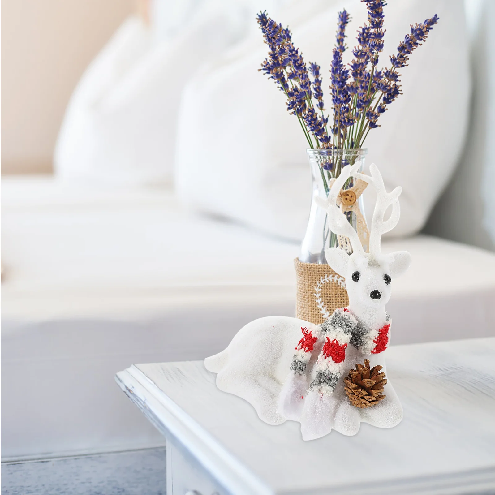 

1pc Small Reindeer Sculpture Foam Christmas Elk Statue Cute Tabletop Deer Decor For Home Office Window Party Room Decorations