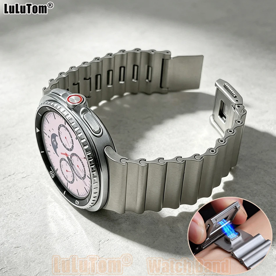 Wavy-patterned Band For Samsung Galaxy Watch 9 Ultra 2 1 47mm Galaxy 9 8 40mm 44mm Classic 46mm Stainless Steel Magnetic Straps