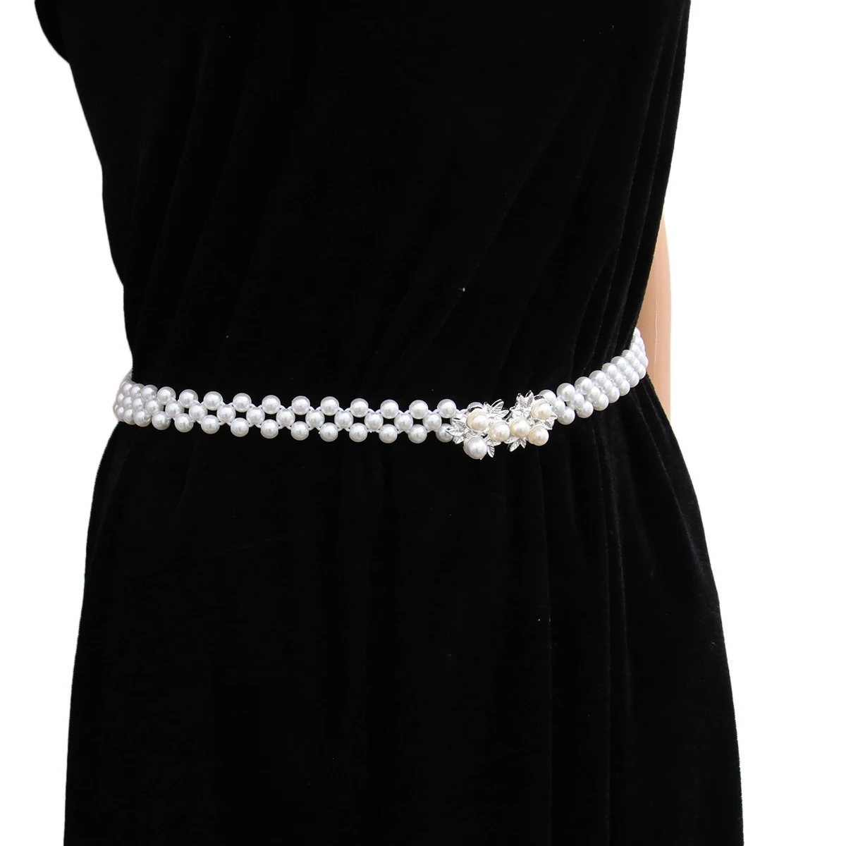 

Rhinestone Pearl Elastic Waist Belts Women Fashion Dressy Delicate Chain Vintage Wedding Accessories Premium Material Durable