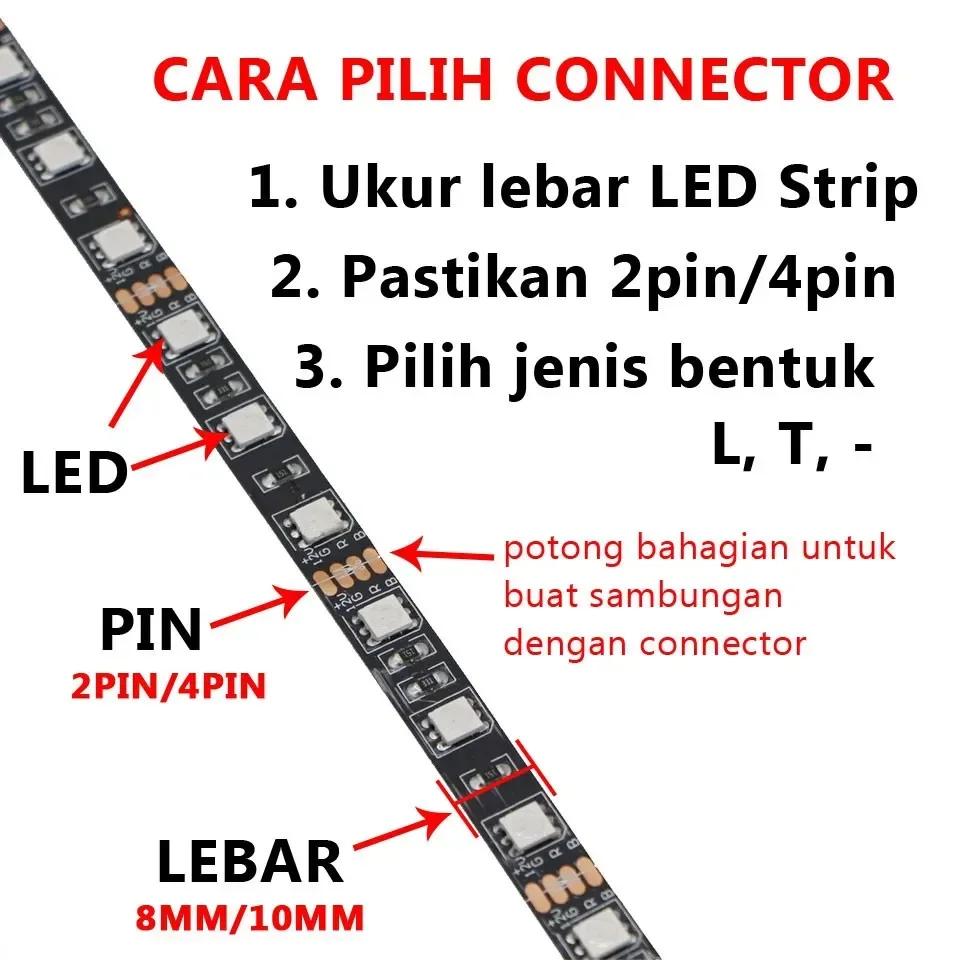 5PCS 2 Pin 3 Pin 4 Pin 5 Pin T/L Shape 8MM 10MM LED Strip Connector for RGB SMD 5050 2835 LED Strip Light Connector