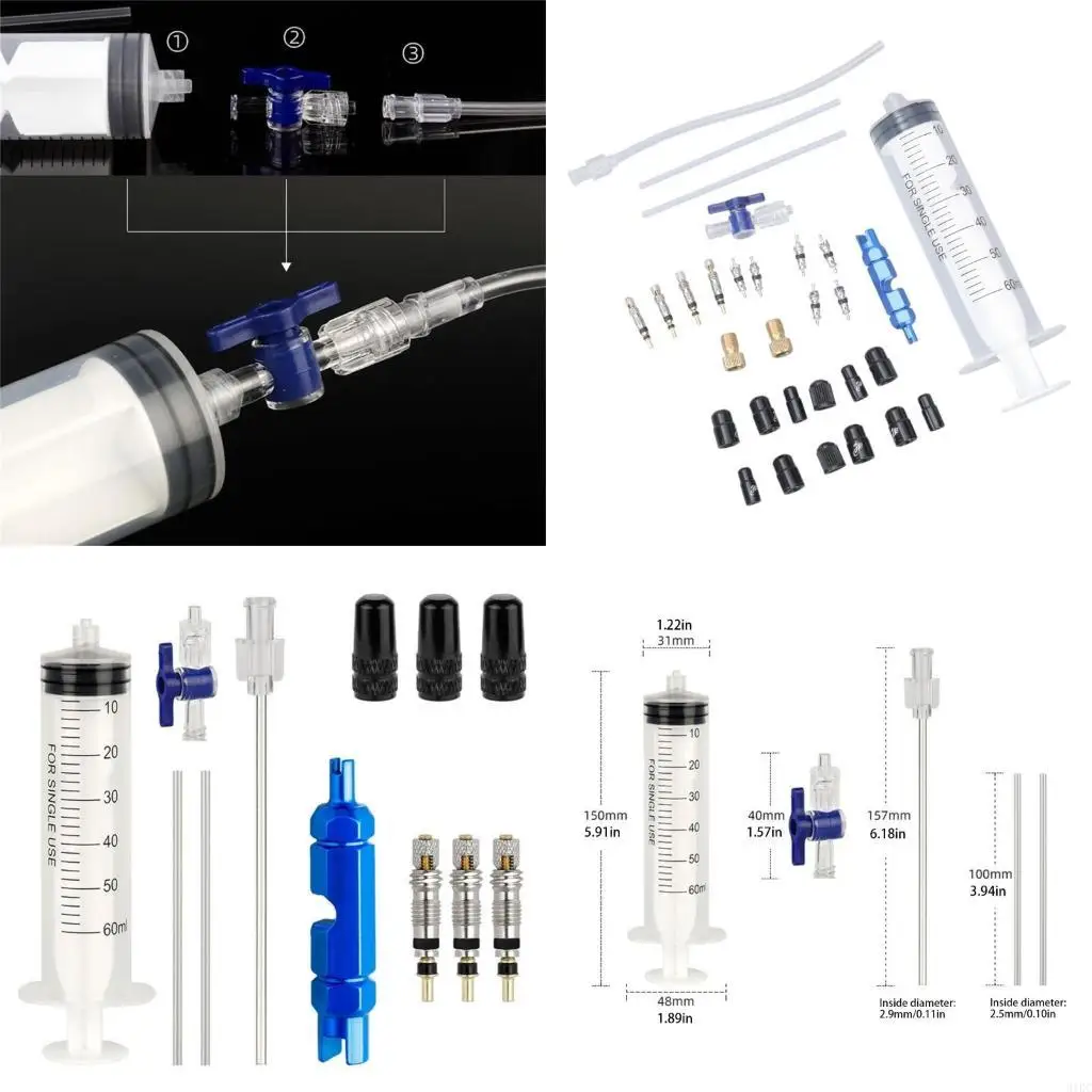  Road Bike Tire Fluid Injection Tool Bike Tire Repair Kits Tire Tubeless Sealant Injector Cycling Repair Tool Enduring