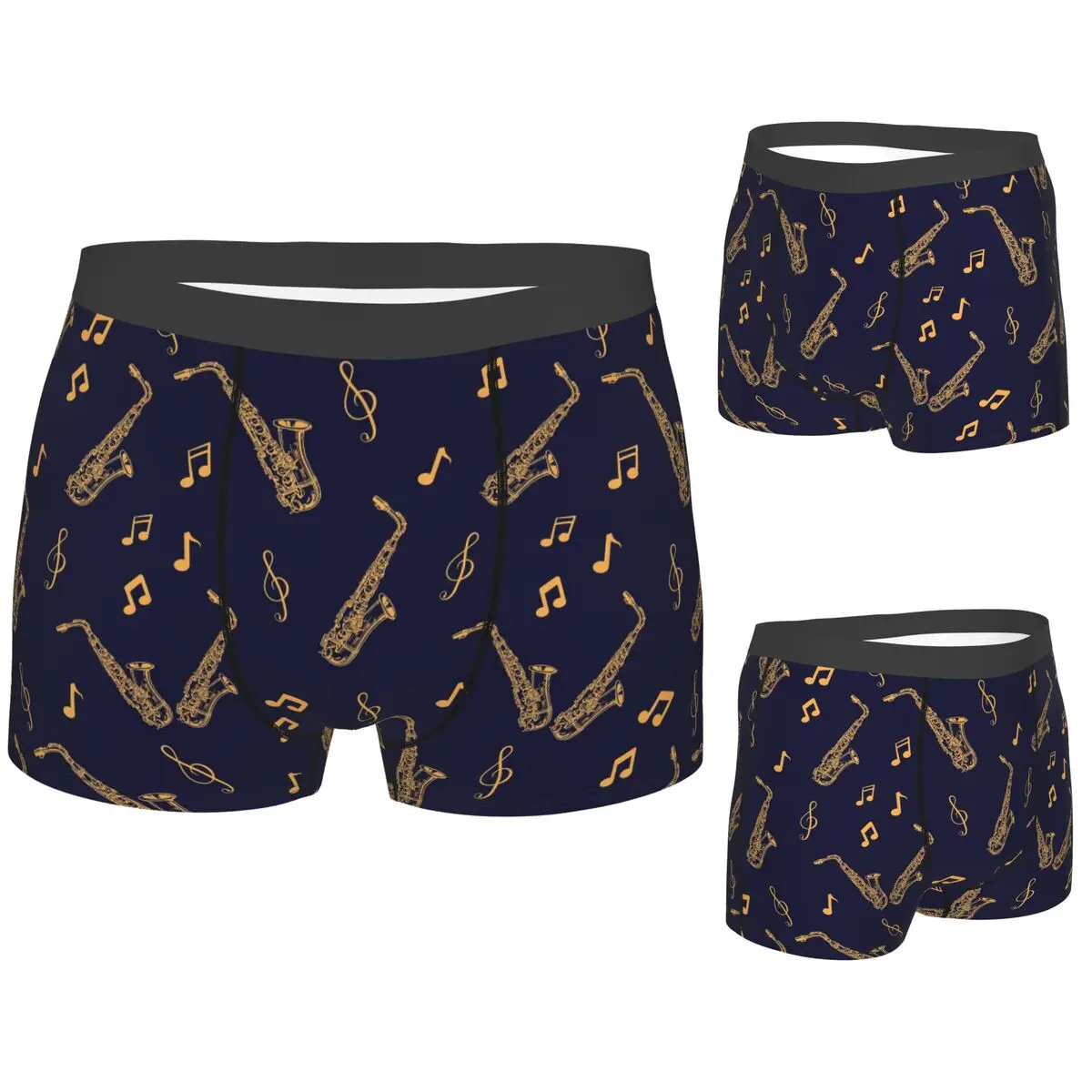 

Boxer Underpants Shorts Musical Saxophone Pattern Panties Male Comfortable Underwear for Homme Man Boyfriend Gift