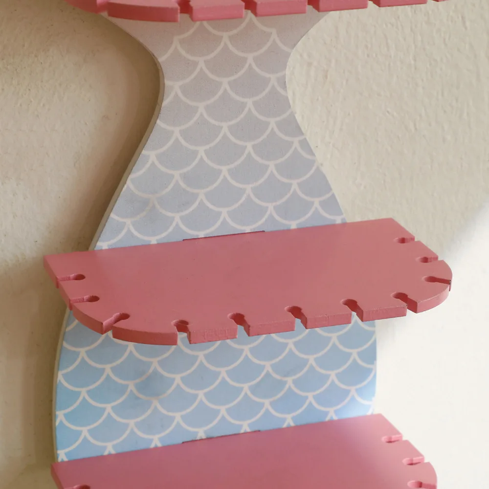 لون ذيل السمكة جدار تخزين الرف قطع الليزر 3-layer تخزين خشبي الرف الفنون والحرف زجاجة مجوهرات تخزين المنزل جدار ديكور