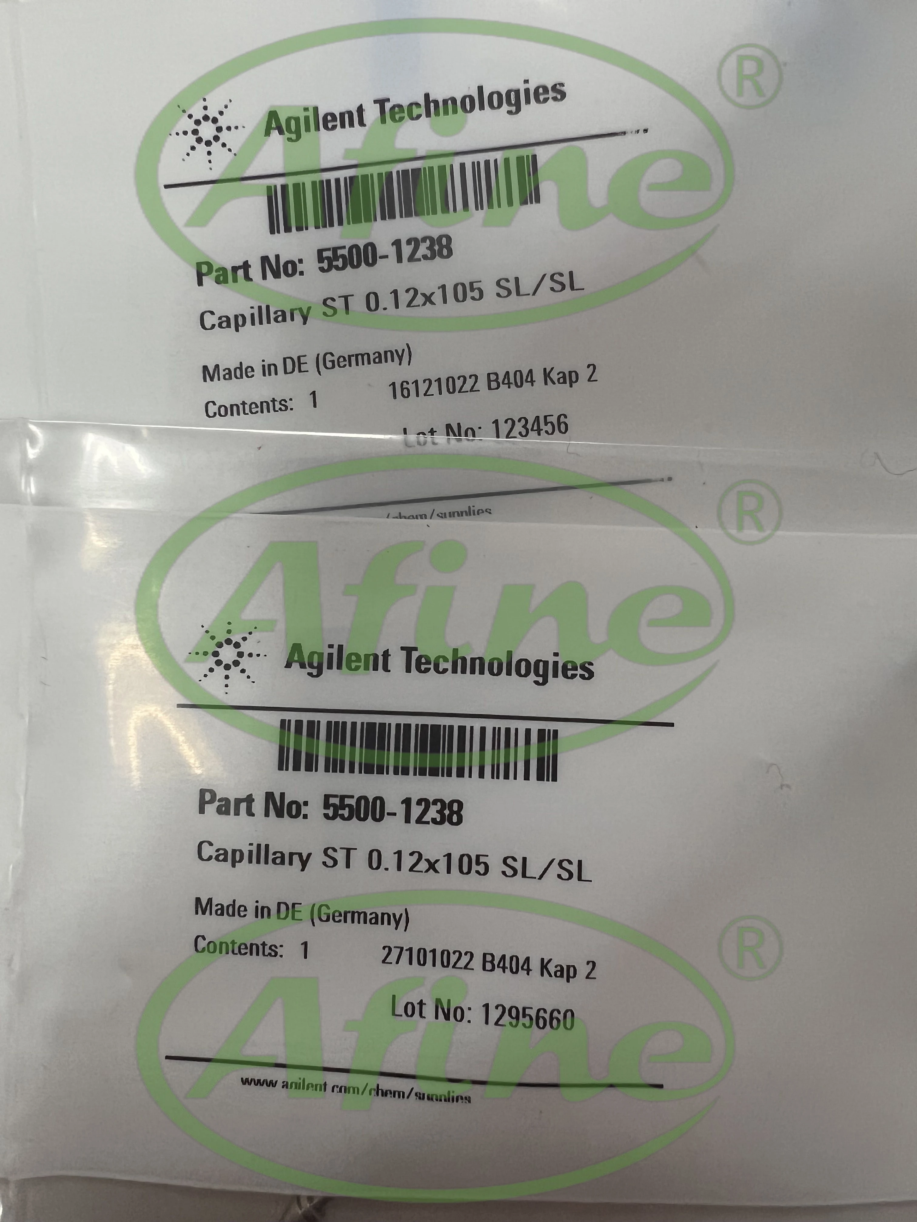 Capilares AFINE Agilent HPLC 5500-1246 (0,17x500mm SI/SI), 5500-1245 (0,17x400mm SI/SI), 5500-1238 (0,12x105mm SL/SL)