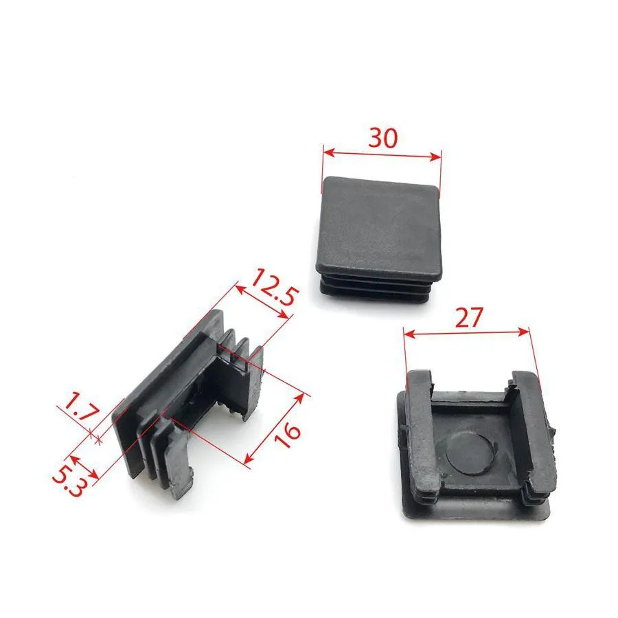 12PCS Portable Black Square Insert Square Tube End Cap For Home Gym Setup Black Multi-purpose Tube End Cap Cover Parts