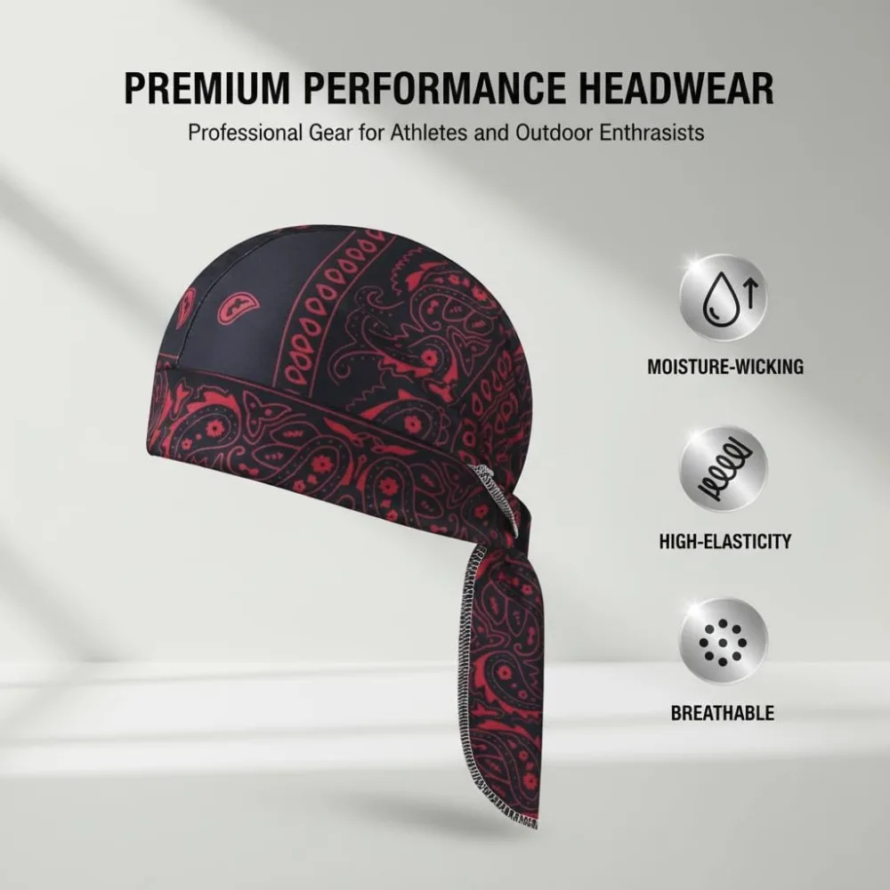 1-5pcs Cooling Skull Cap Helmet Liner Breathable Sweat Wicking Head Wrap Bandana Hat for Men Women Paisley Cycling Running Cap