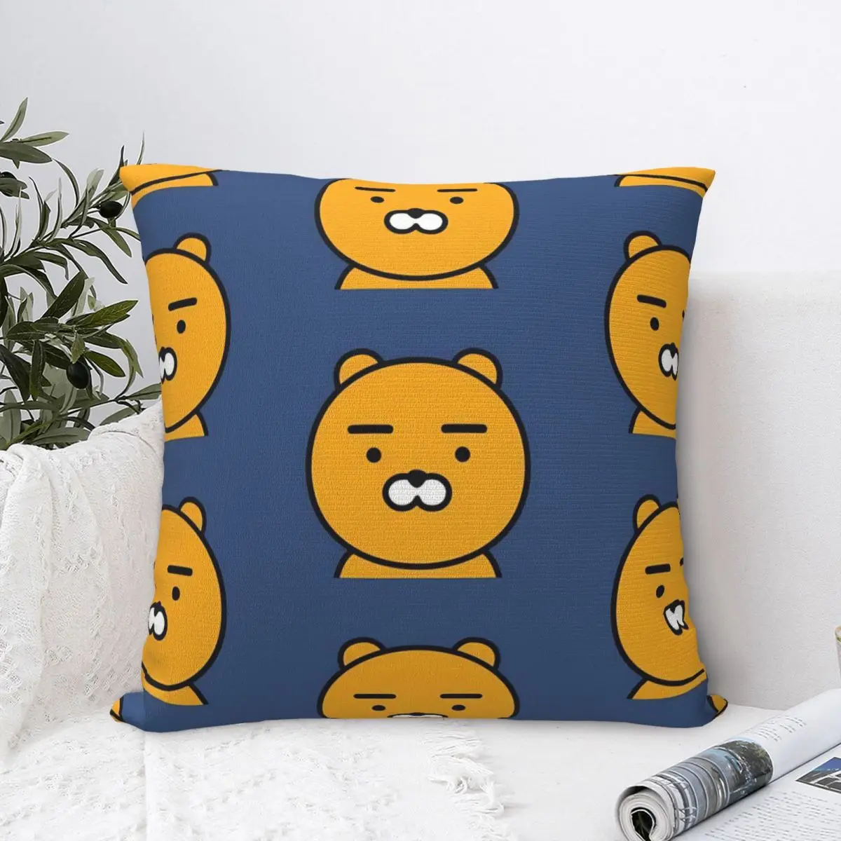 K-Kakaos F-Friends Choonsik Peach Pillowcase Soft Fabric Cushion Cover Gift Pillow Case Cover Home Zipper 45*45cm