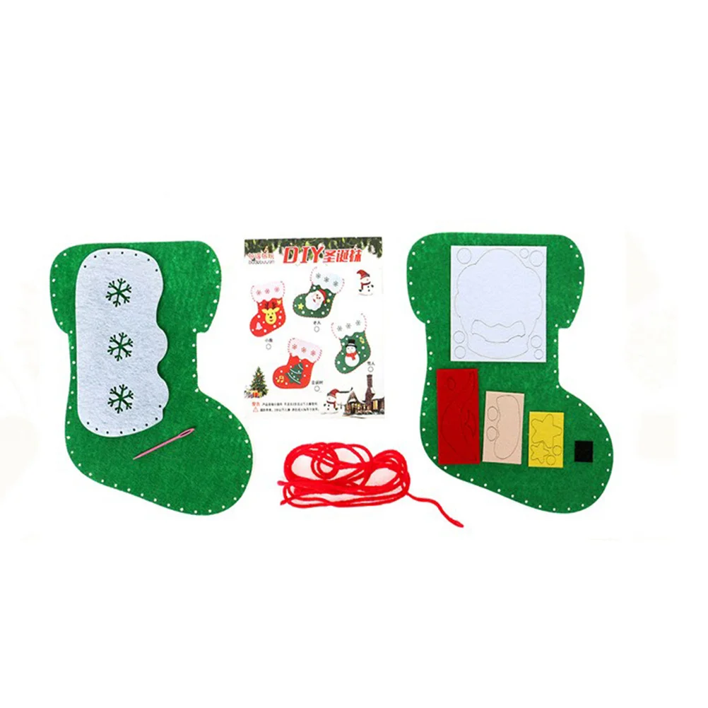 3Pcs Christmas Stocking Making Kit Non-Woven Fabric DIY Materials Set Creative Hanging Bag Educational Kids Craft Parent Child