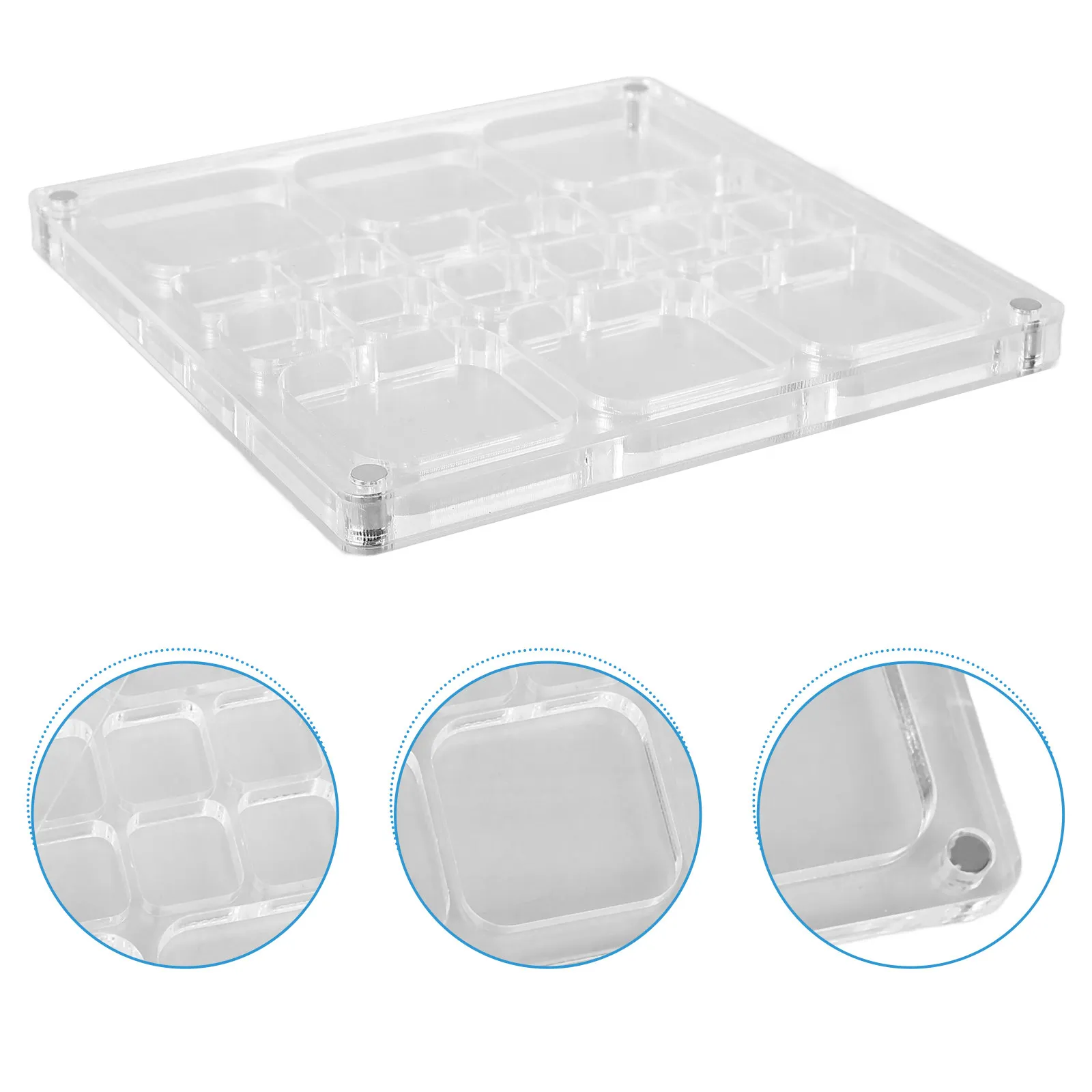 

Mini Acrylic Seashell Display Box Multi-Grid Storage Organizer Case Clear Display Frame for Small Items Decorative Wall Frame