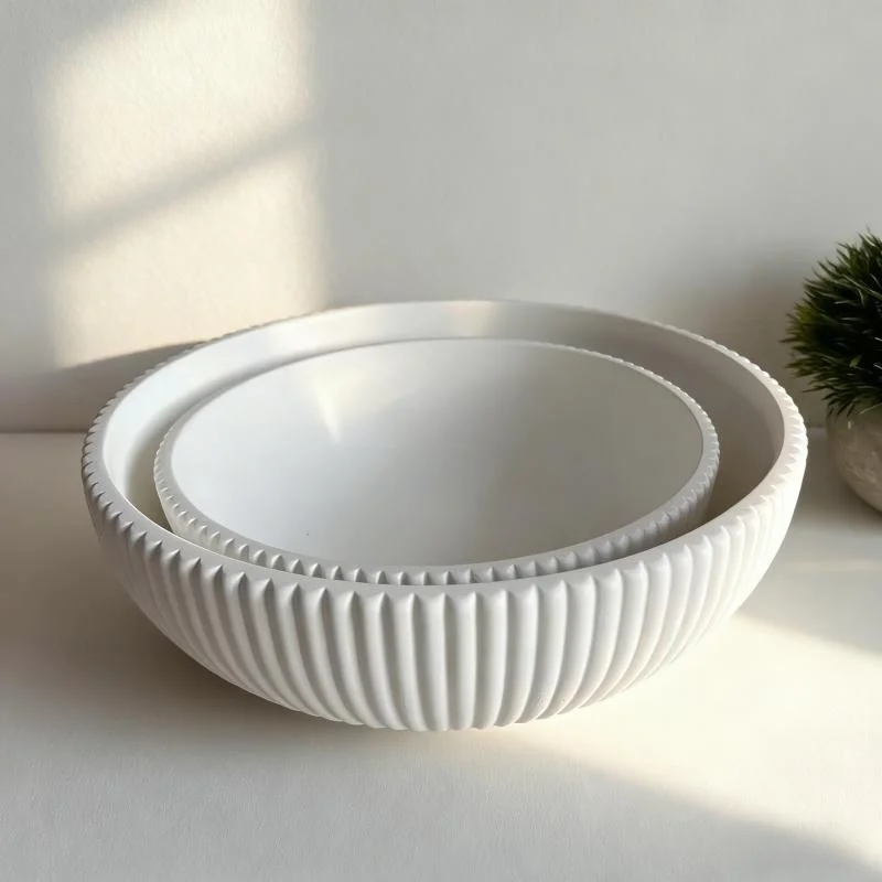 

Round Striped Cement Flowerpot Succulents Plants Pot Silicone Mould Big Plaster Tray Gypsum Storage Bowl Epoxy Resin Mold