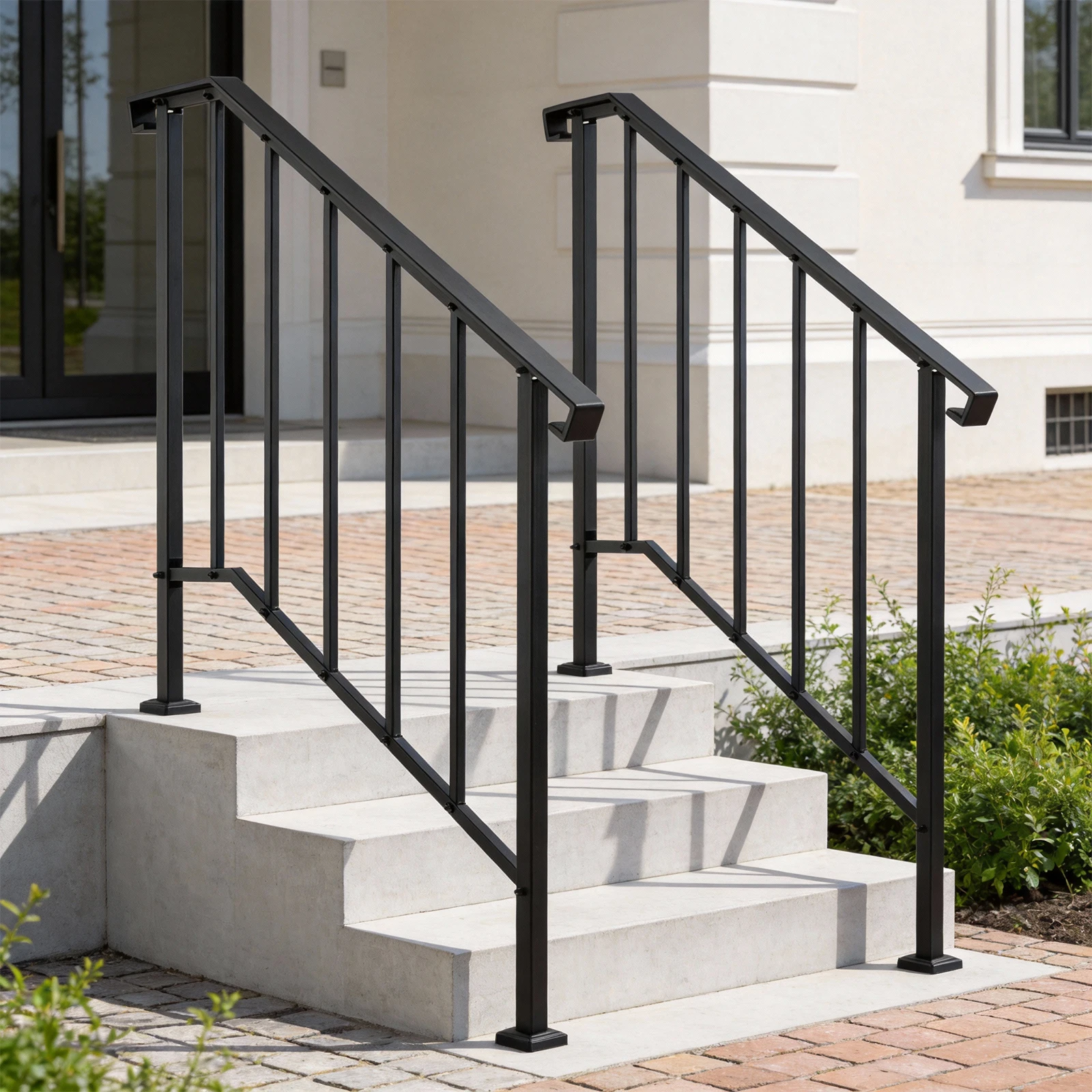 

Уличные поручни для 3-4 ступеней, комплект перил из углеродистой стали, защитные балясины для бетонных ступеней на веранде и террасе