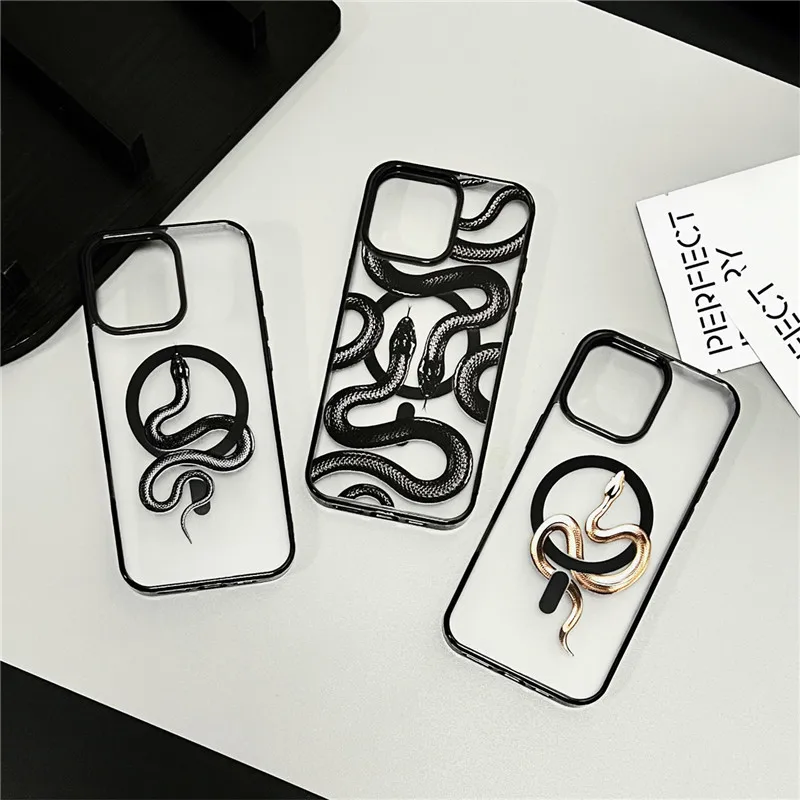 2025 Snake viper Case for iPhone 11 12 13 14 15 16 Pro Max Plus Dendroaspis polylepis Magsafe Magnetic Wireless Phone Cover