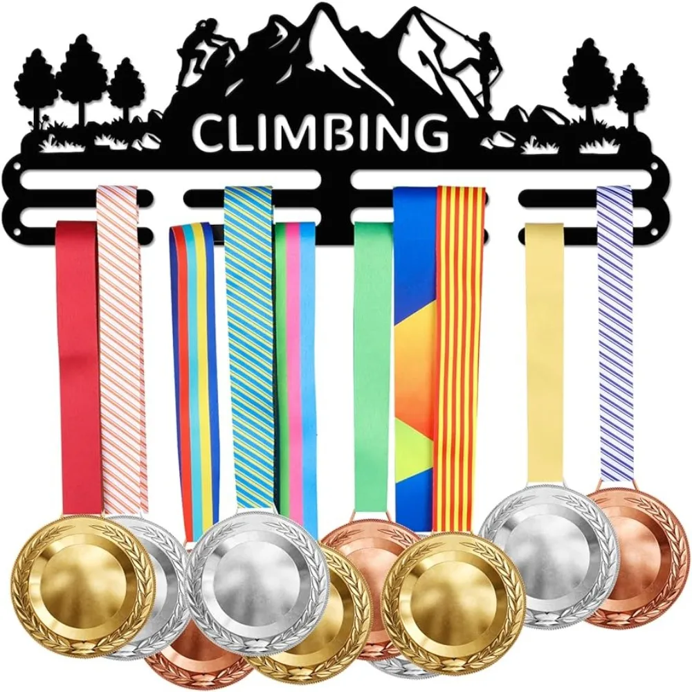 

Climbing Medal Hanger Display Man Women Rock Climbing Sports Medal Display Rack for 40+ Medals Trophy Holder Awards Ribbon Hold