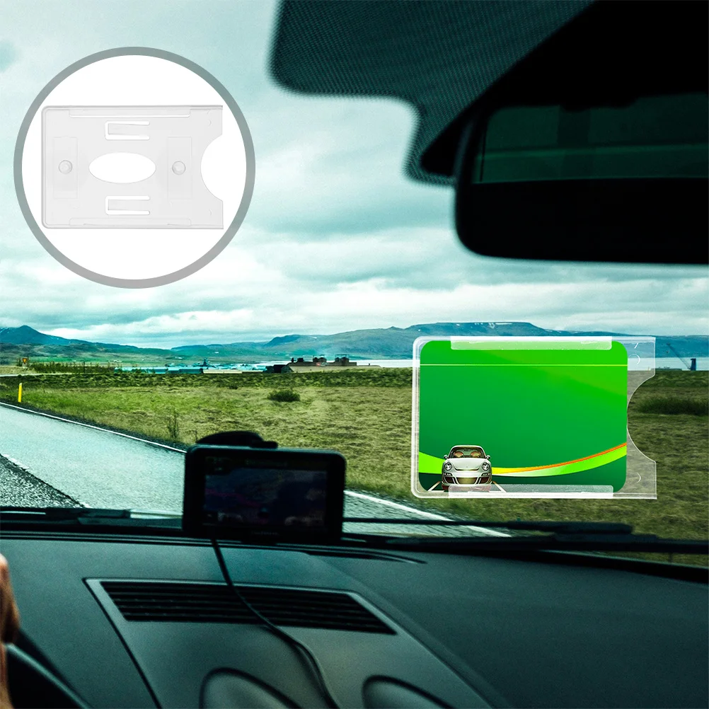 

3pcs Car Bracket Parking Permit Holder Adjustable Angle Windshield Business Card Hanger PVC Clear Pass Clip Sturdy