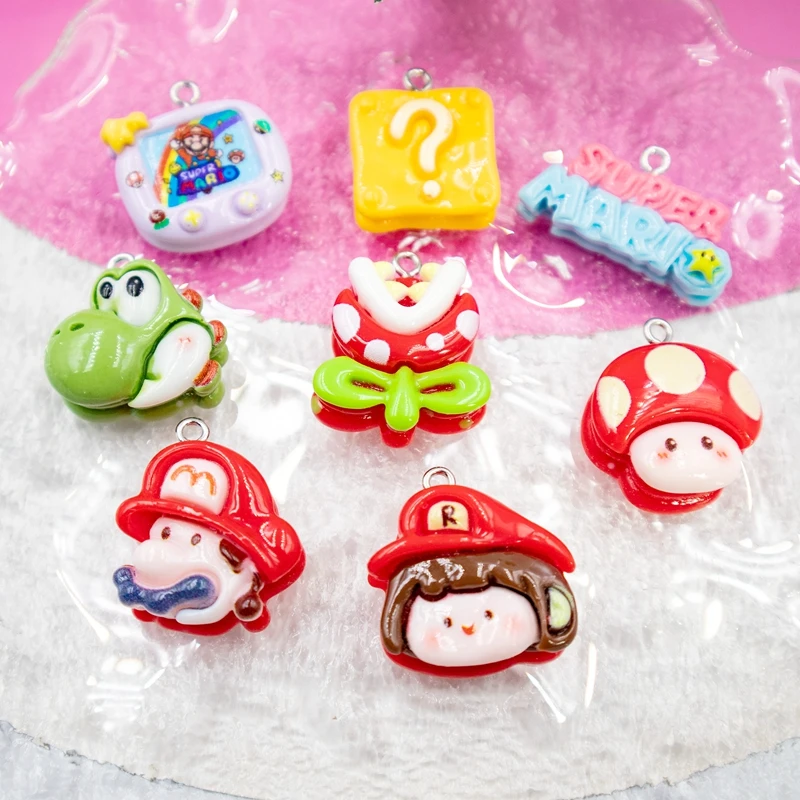 

10PCS Cartoon Avatar Resin Pendant Shiny Fashion Kawaii Flat-back Dangle DIY Necklace Earrings Bracelet Keychain Accessories S80