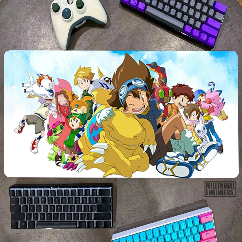 

Digimon Anime Mouse Pad Desk Mat Gaming Mats Keyboard Big Mousepepad Mousepad Gamer Office Accessories Extended Large Mause Xxl