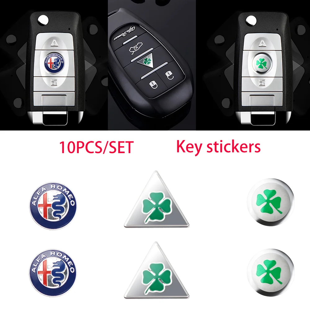 10PCS 3D Aluminum Sportiva Logo Car Key Remote Shell Decal Key small Sticker For Alfa Romeo Giulia 159 Sportiva Auto Accessories