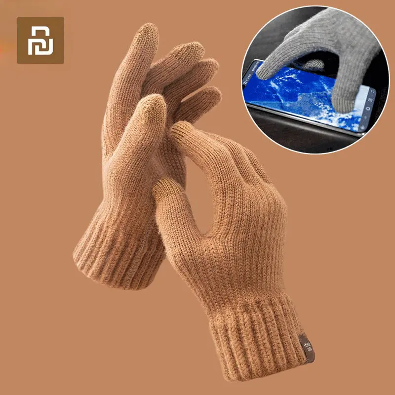 New Youpin FO Three-finger Touch Screen Warm Velvet Gloves Winter Men Knitted Gloves Thicken Warm Female Male Mitten Full Finger