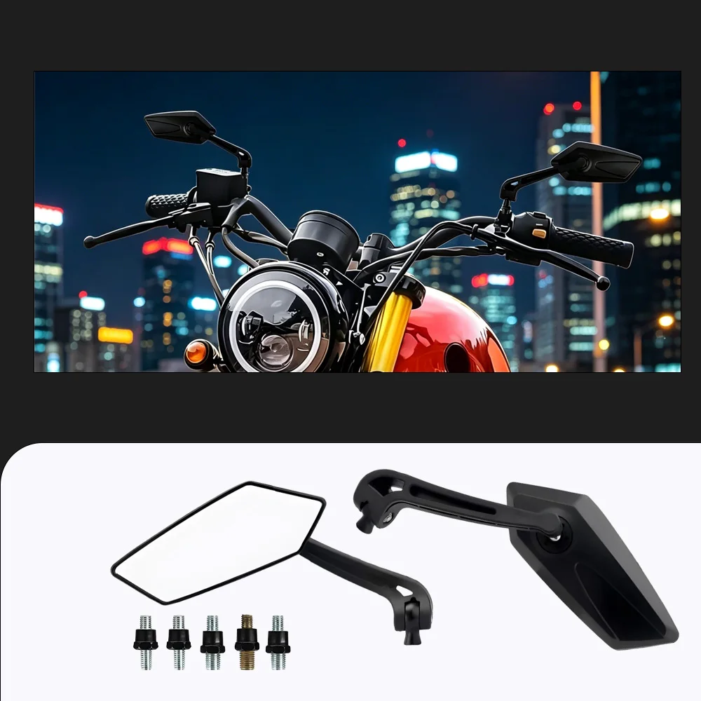 1 Pair 360 Degrees Rotatable Rearview Mirrors Fit For Motorcycle Modification Replacement Use Clear Wide Vision