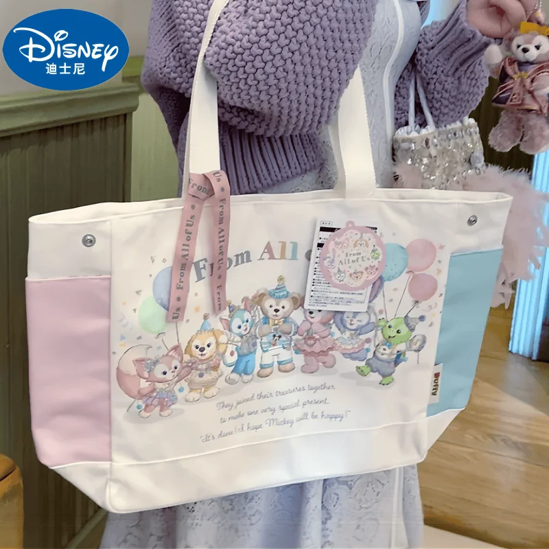 

Disney Anniversary Limited Edition Duffy And Friend Tote Bag Cartoon Large Capacity Women Commute Storage Canvas Handbag