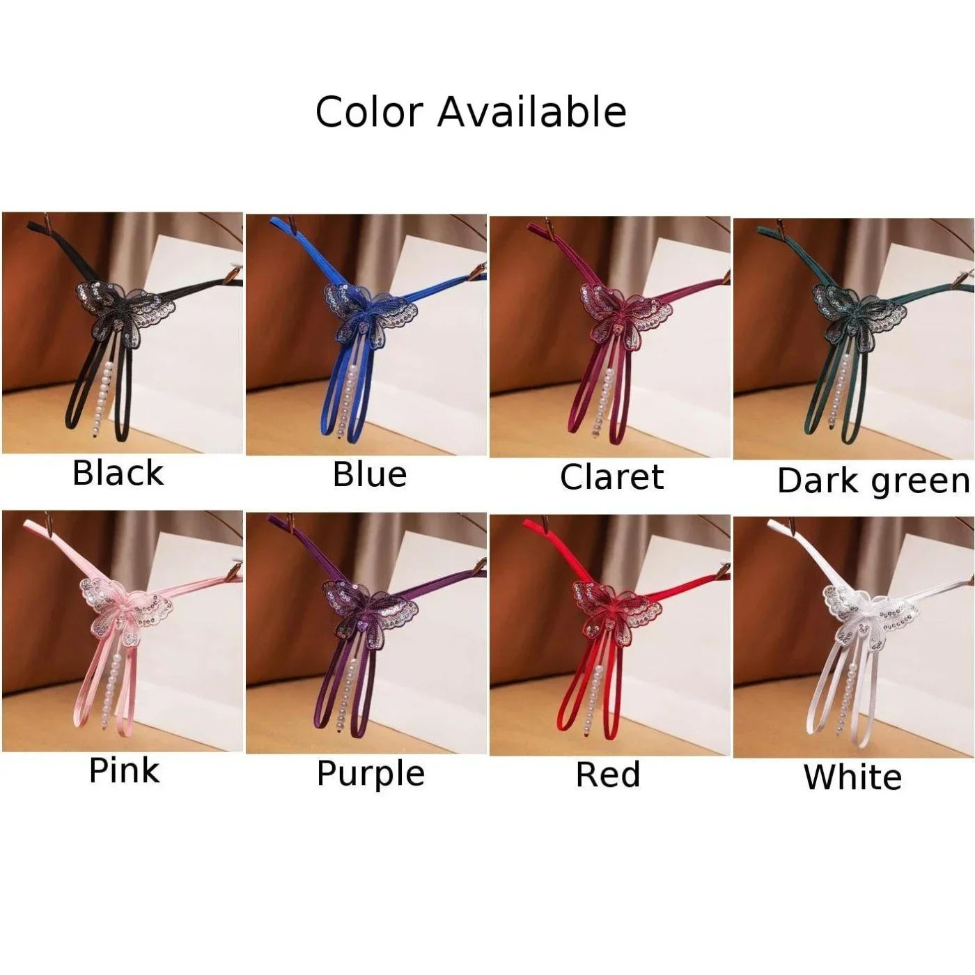 ثونغ نسائي مثير مطرز بالخرز ، ملابس داخلية مفتوحة ، ثونغ فراشة