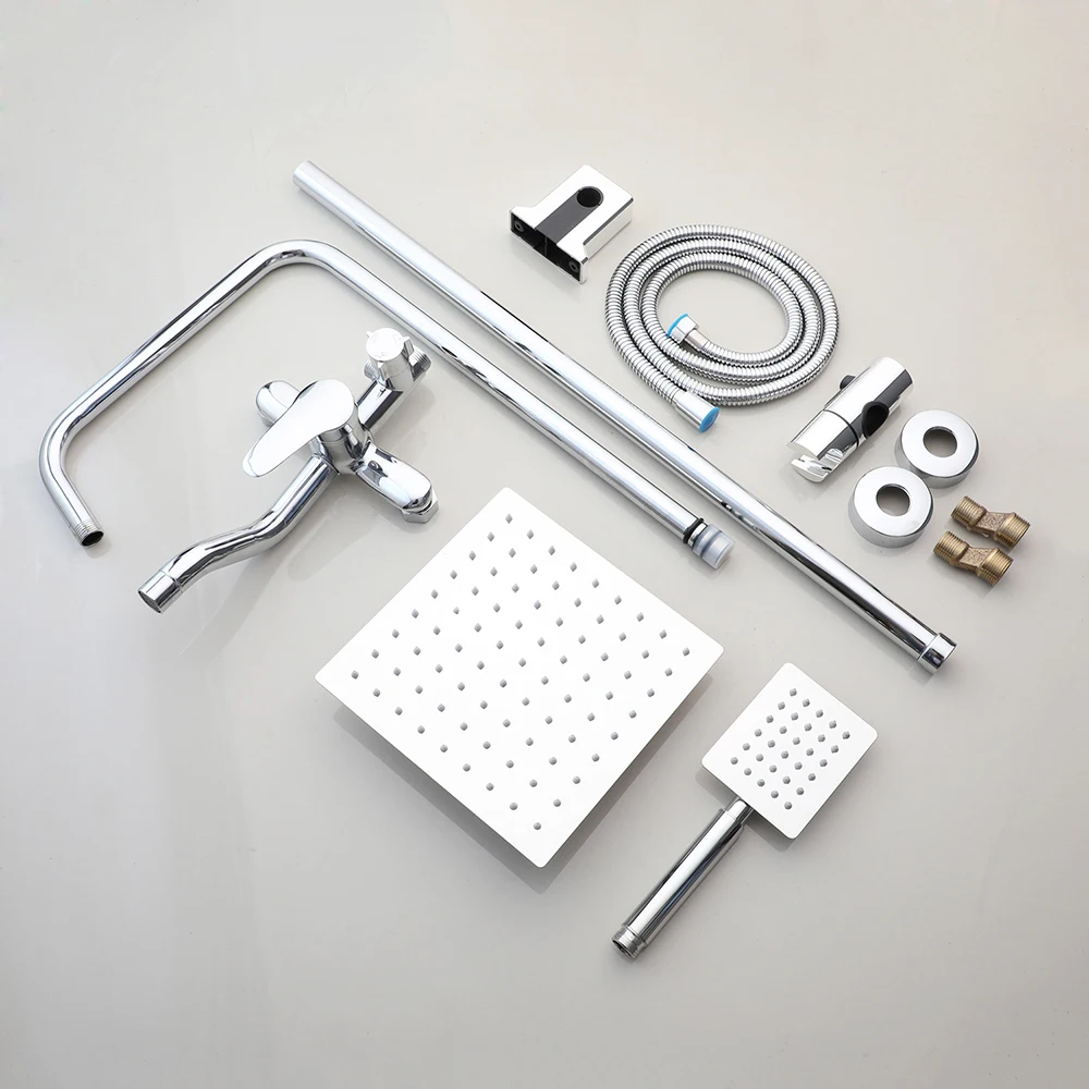 Torayvino Chrome Shower Faucet Set Rainfall Showers Head with Handheld Sprayer Wall Mounted Adjustable Bathroom Shower System