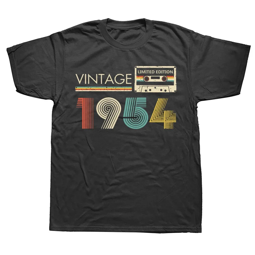 Vintage 1954 Limited Edition Cassette T Shirt Harajuku 70th 70 Years Old Birthday Party Retro Short Sleeve Tshirt Mens Clothes