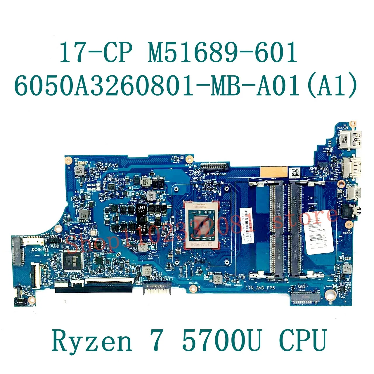 Placa-mãe do portátil para HP 17-CP, 6050A3260801-MB-A01, A1, M51687-601, M51688-601, M51689-601, M51689-601, R3 5300U, R5 5500U, R7 5700U, 100% testado