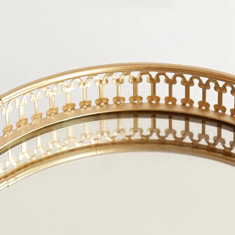 北欧ガラス金鉄トレイ、家庭用ライト、高級装飾、フルーツトレイ、化粧品、ジュエリー収納