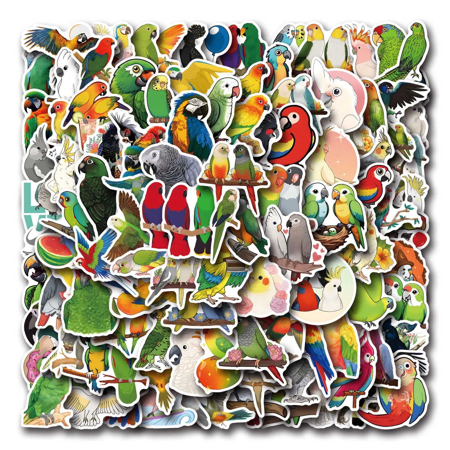 

10/55/110PCS Parrot Cartoon Stickers Funny Animal Graffiti DIY Scrapbook Fridge Luggage Laptop Phone Guitar Decals Kids Toys