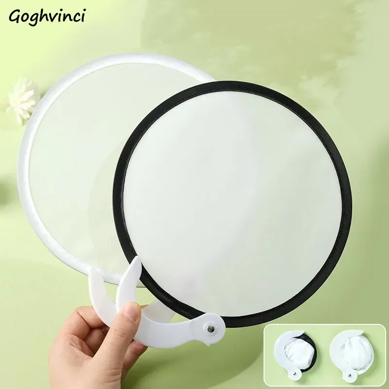 Foldable Fans Simple Summer Hand Fan Mini Handheld Fan Round Decoration Crafts Dance DIY Painting Decorative  All-match Chic