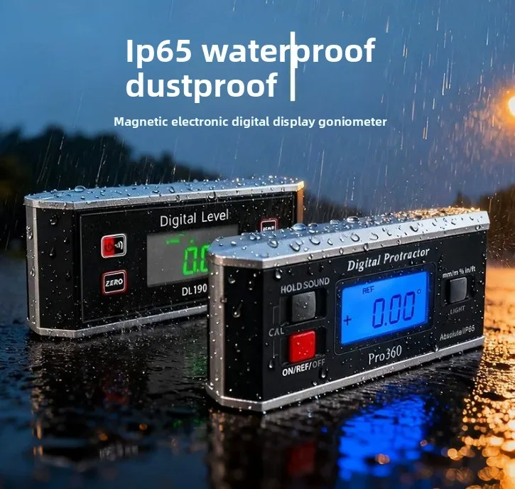 Digital display angle meter Electronic inclinometer High precision angle ruler Large screen 360 degree waterproof