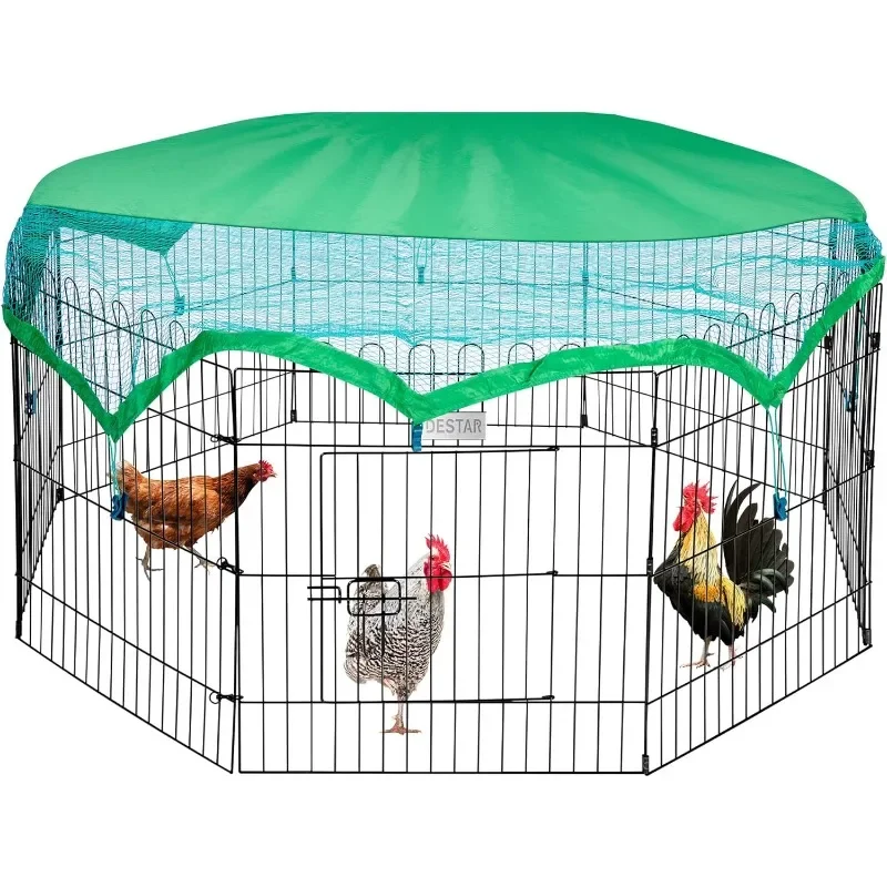 

8 Panel Foldable Outdoor Backyard Metal Coop Chicken Cage Enclosure Duck Rabbit Cat Crate Playpen Exercise Pen