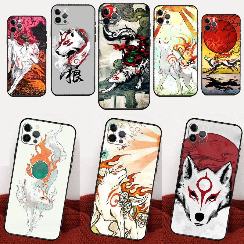 Okami Wolf Phone Case For iPhone 16 15 13 11 12 14 Pro Max Mini XR X XS Max 6S Plus Cover