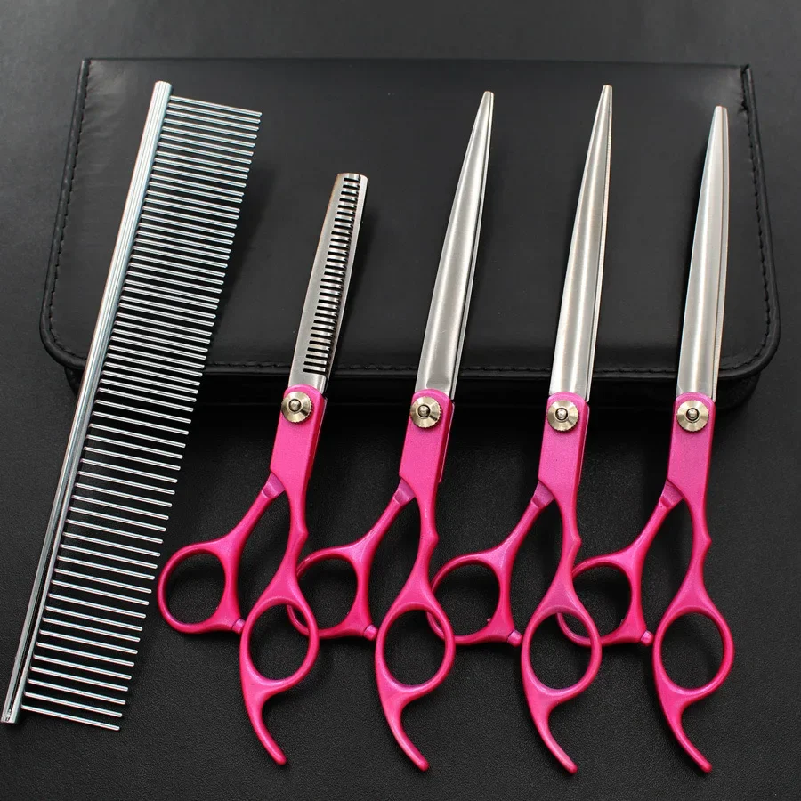 4PCS Scissors Set Professional Durable Cutting Shears Hair Comb Pet Grooming Scissors Set With Comb pet grooming kit