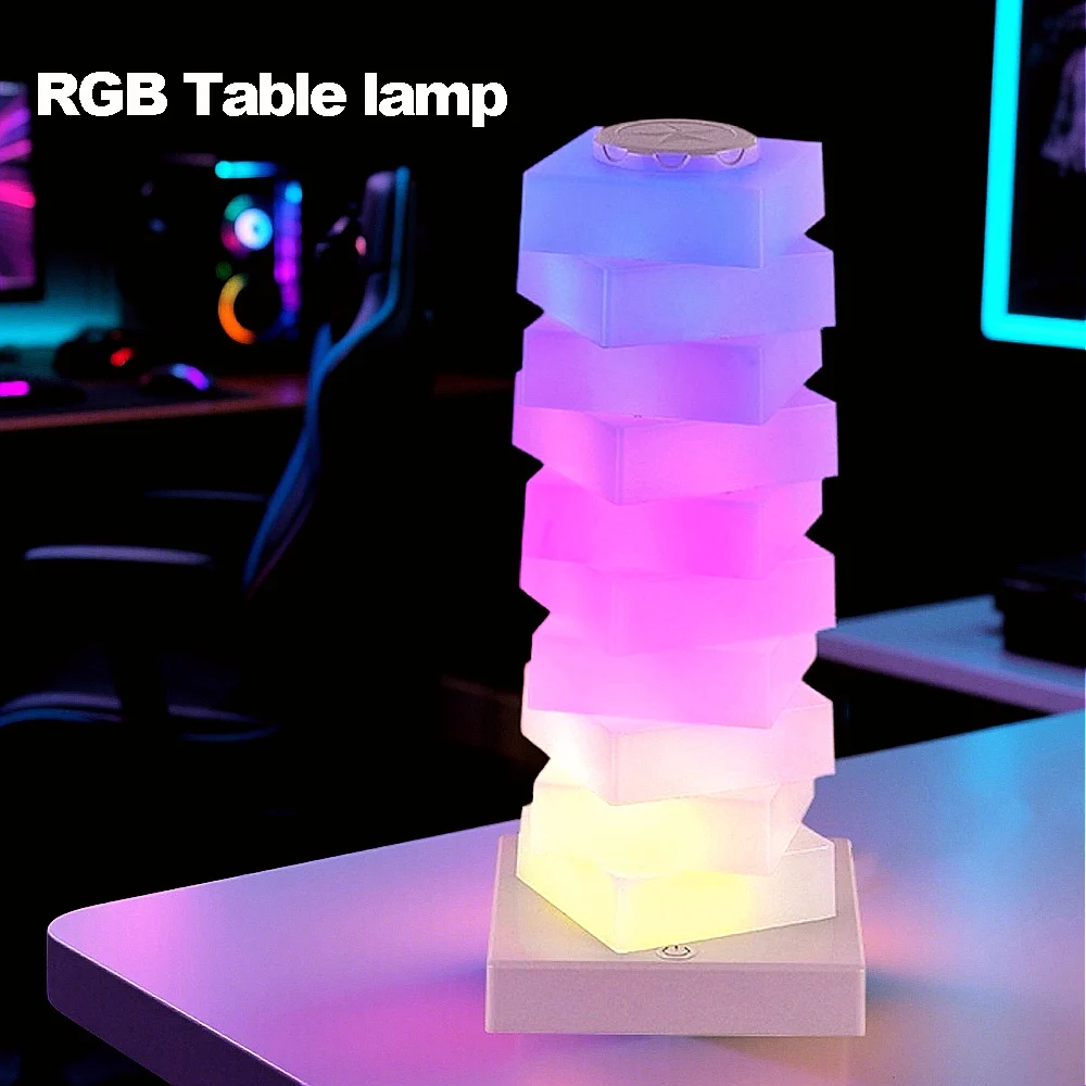 

DIY color changing desk lamp RGB 16 color LED lamp bedroom bedside table decoration lamp touch switch multi-step light