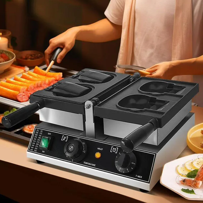 ماكينة صنع الوافل التجارية كيتي على شكل رأس خبز طلاء غير لاصق