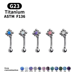 Popular Flower Pattern Navel Rings Simple Delicate G23 Titanium Piercing Opal Belly Button Rings Women Sexy Body Jewelry