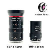 SMTKEY 3MP 5MP 5-50mm Manual Zoom 650nm CCTV Lens Varifocal Manual Industrial Lens for C/CS Mount Camera Housing