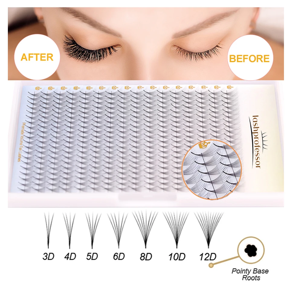 Lashprofessor 3D/4D/5D/6D/8D/10D Premade Volume Fans Fluffy Lashes Pointy Base Russian Volume Eyelashes Extension Faux Cillios