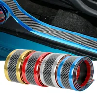 Car Stickers Anti Scratch Door Sill Protector Rubber Strip Carbon Fiber Car Threshold Protection Bumper Film Sticker Car Styling