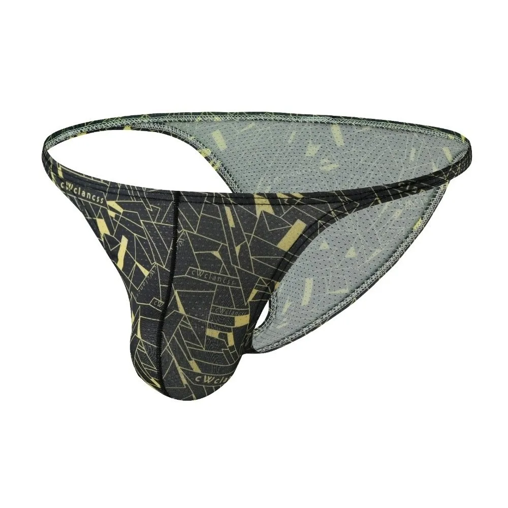 Simple Low Waist Male Underwear Mesh Stretch Men Briefs Fashion Breathable Geometric Pattern Panties Daily