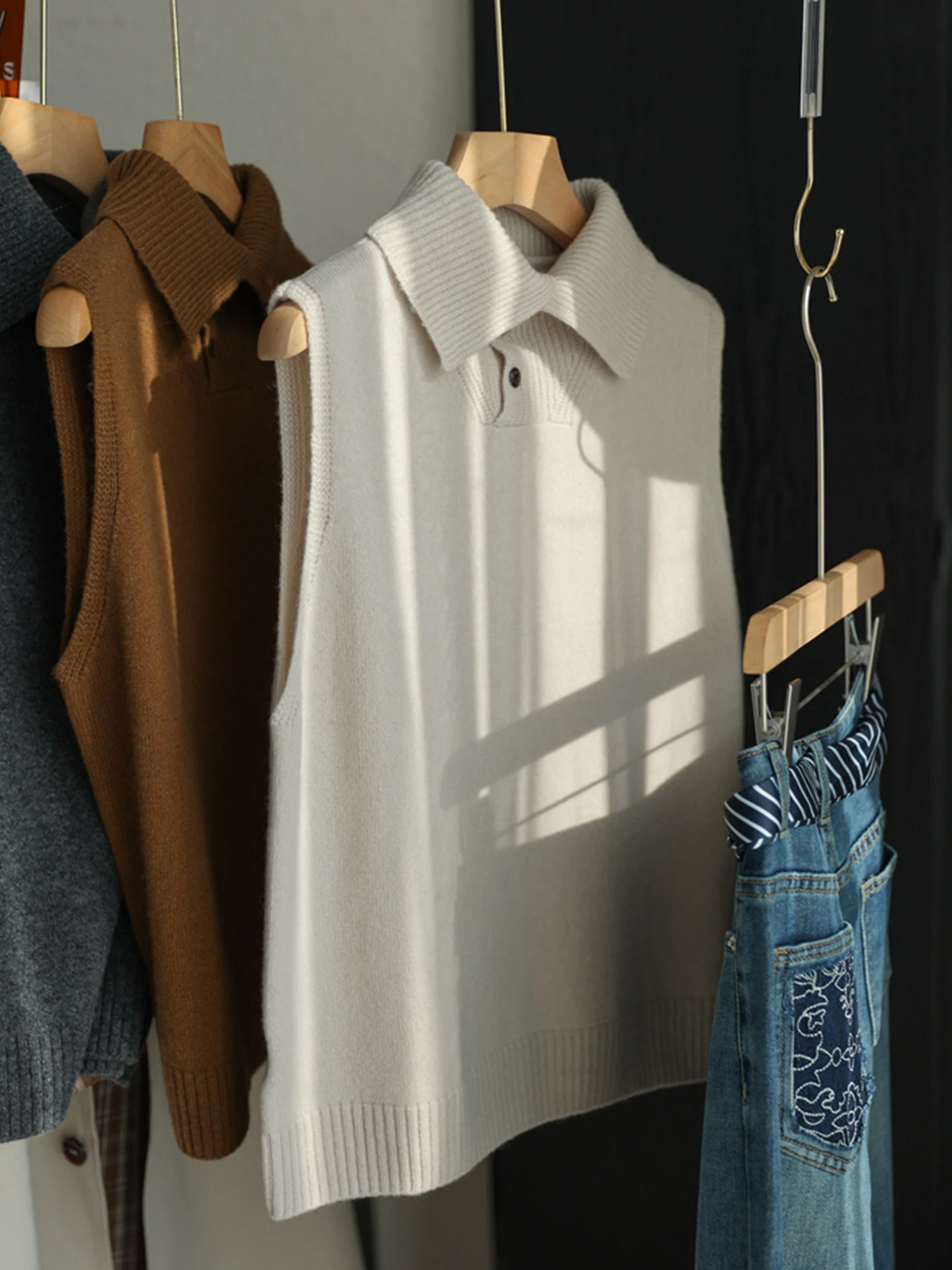 Faionable Comodo maglione lavorato a maglia Gilet da donna Stratificazione sopra la testa Sle Dimagrante Top alla moda Comodo gilet Top