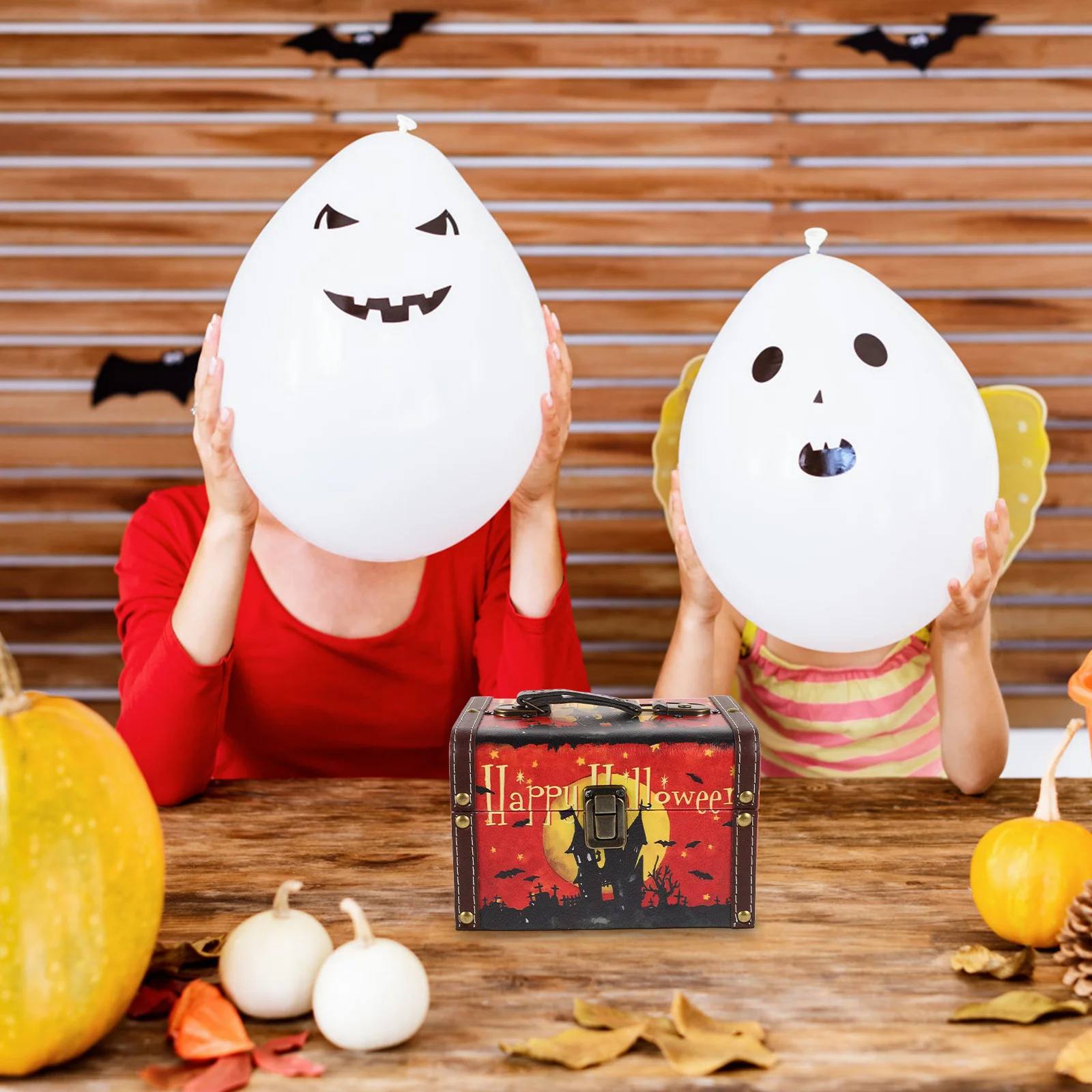 

Halloween Wooden Storage Box Rustic Candy Holder Small Treasure Chest Trinket Jewelry Organizer Box Treasure Chest