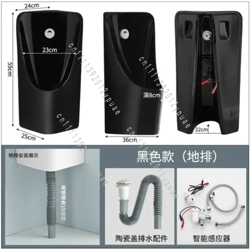 Space Saving Corner Induction Urinal, Ceramic Wall-Mounted Urine Vessel for Small Apartment Household