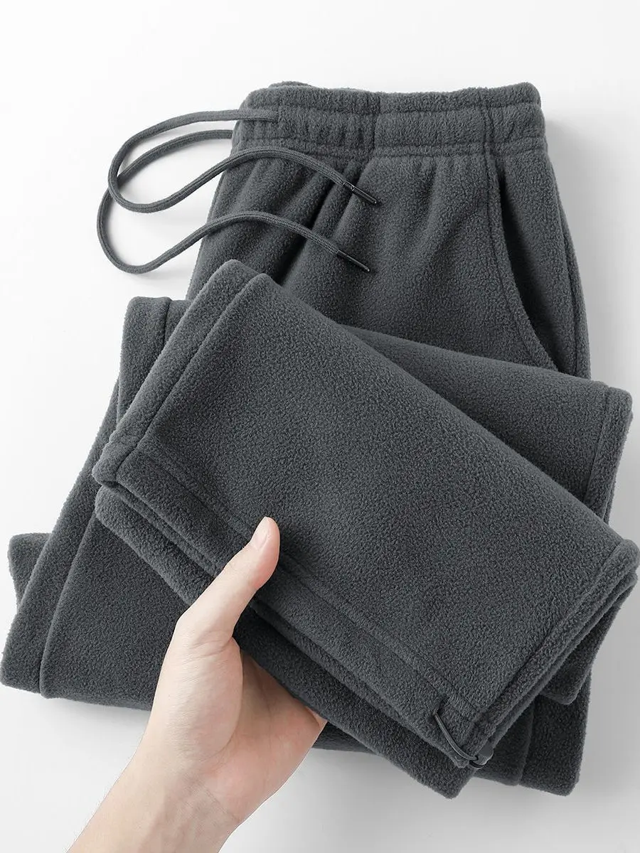 

Американские утепленные двусторонние флисовые спортивные брюки прямого кроя для мужчин, повседневные длинные брюки, универсальные брюки для осени и зимы