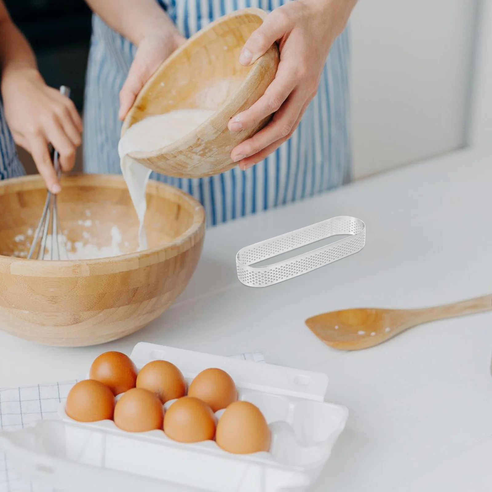 

6pcs Stainless Steel Oval Baking Ring 2.8X9.4Cm Non-Stick Reusable Mousse Cake Mold Tart Dessert Tool Home Baking