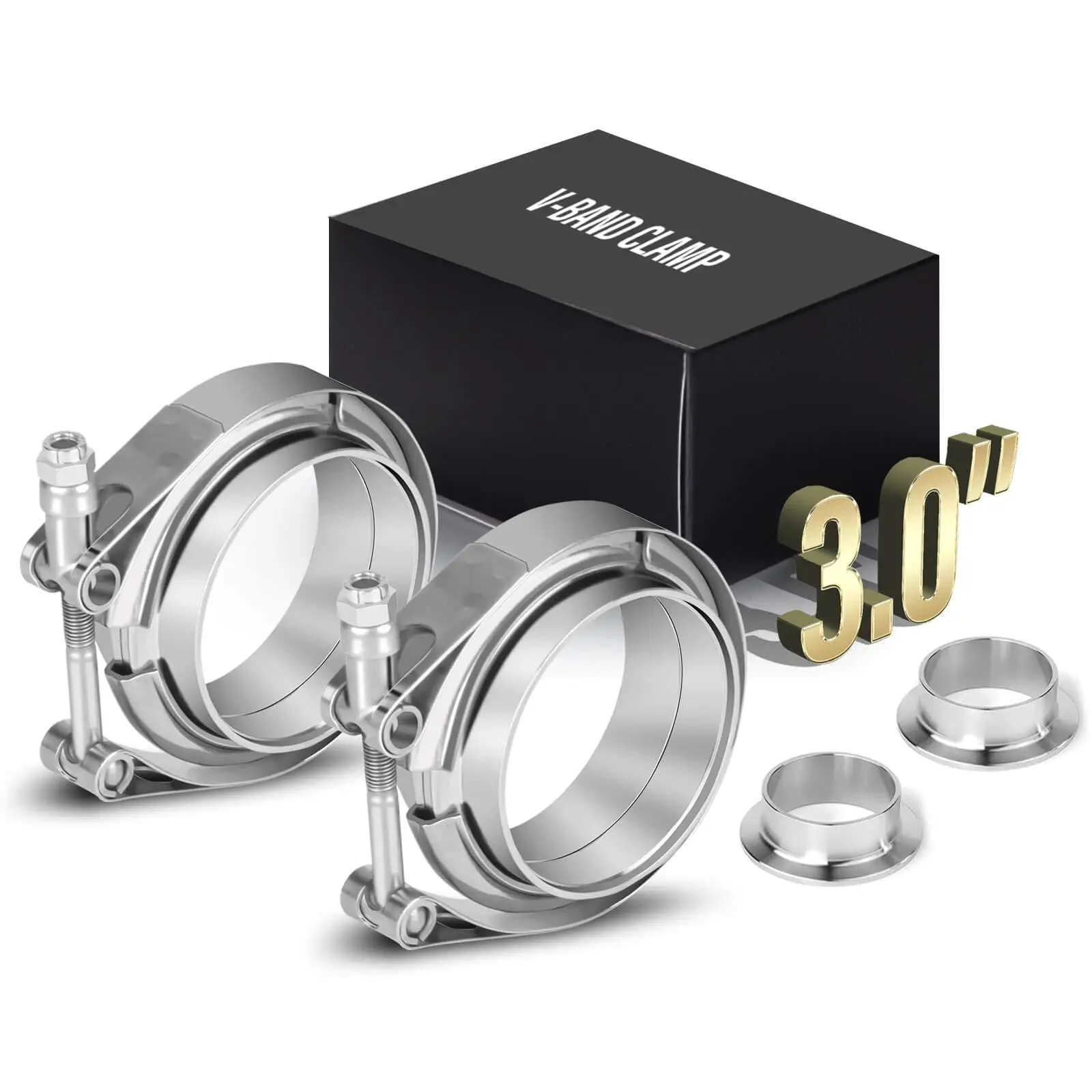 

Heavy Duty 3.0 Inch Stainless Steel V-Band Exhaust Clamps 4pcs For Turbo Downpipe Racing Applications